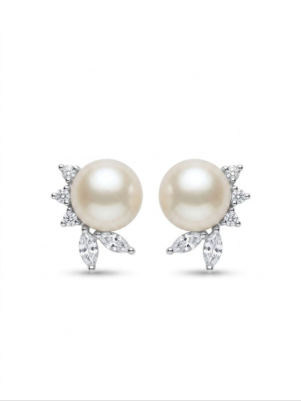Francesca's Signature Silver Sterling Silver Cubic Zirconia Pearl Stub Earrings